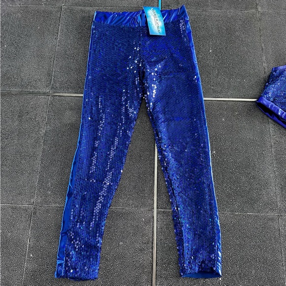 Double Platinum Girls Royal Blue Ankle Length Sequin Leggings. Size I (6/7) NWT - Picture 4 of 12